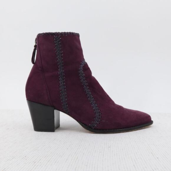 Alexandre Birman Shoes - Alexandre Birman Benta Bootie 8 / 8.5 Burgundy Suede Crochet Ankle Boots Western
